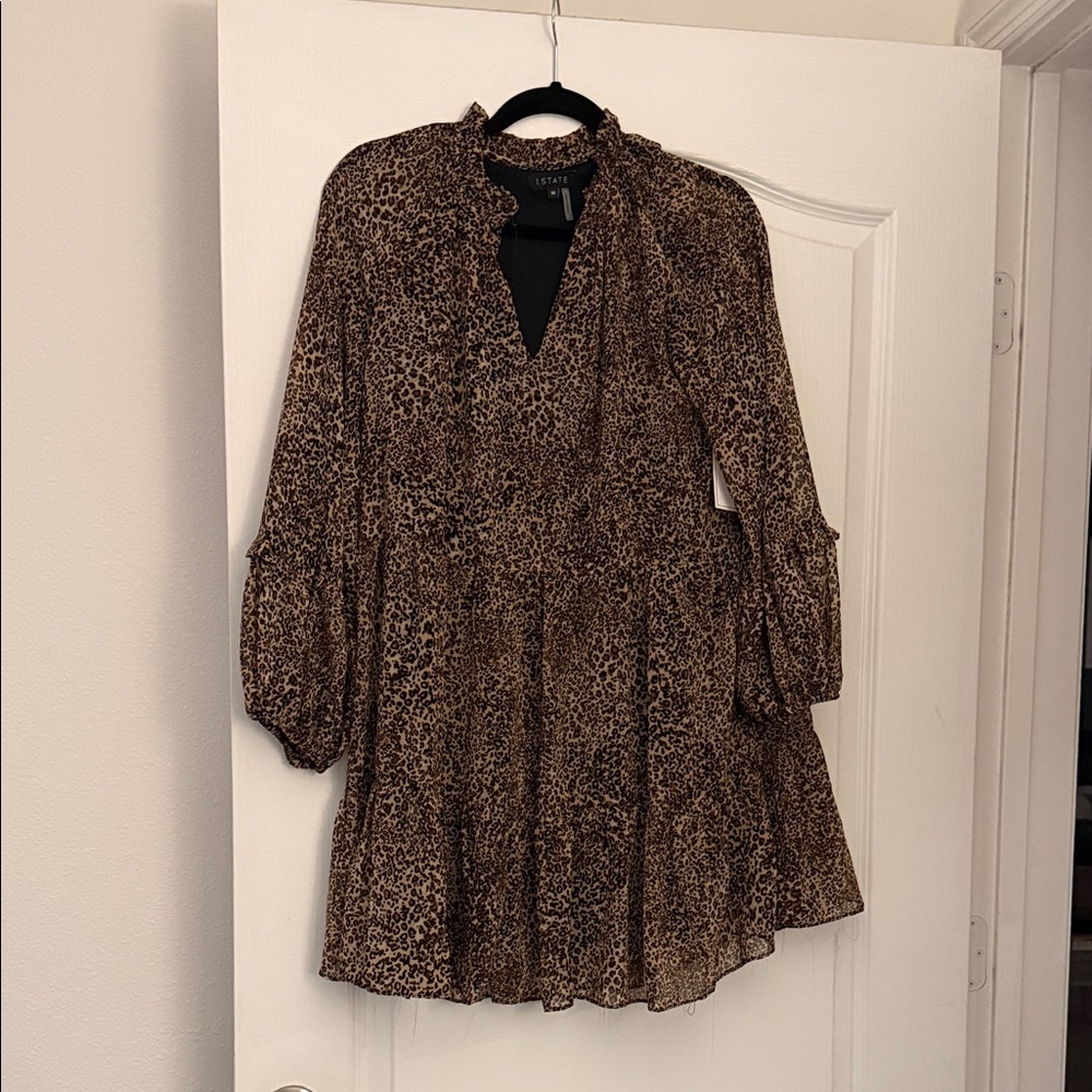 Leopard Print Long Sleeve Dress